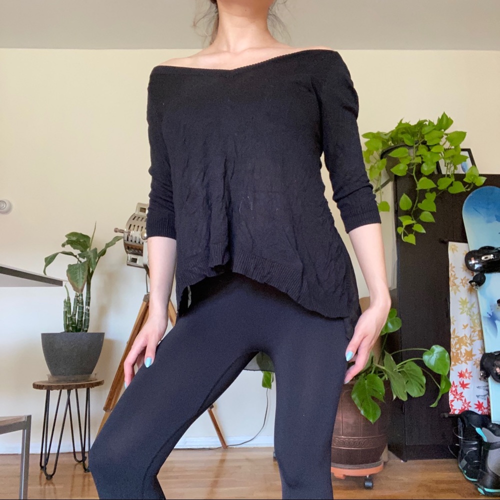 Sheer Draped Back Sweater